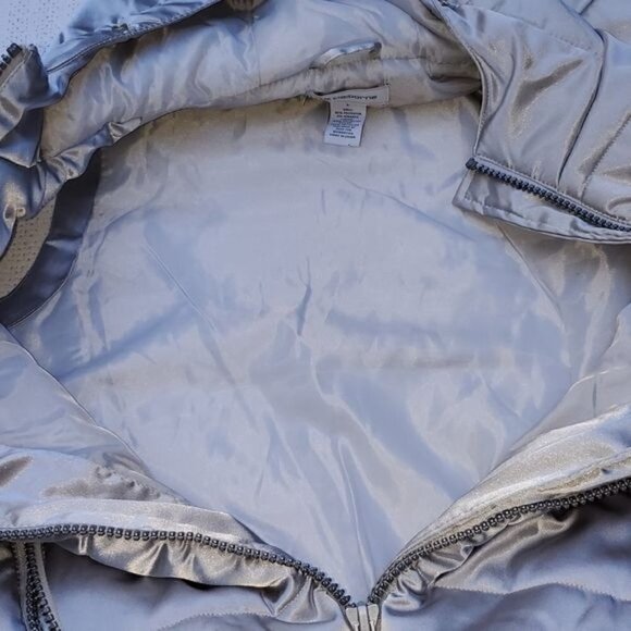 Liz Claiborne Winter Garden Silver Sz. L Zippered Vest Hoodie - Picture 8 of 10